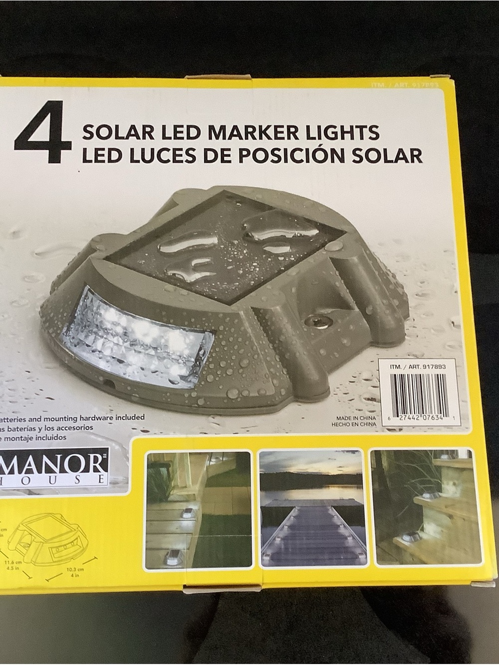 Manor House Solar LED Metal Waterproof Marker Lights Driveway Walkway (4-Pack)